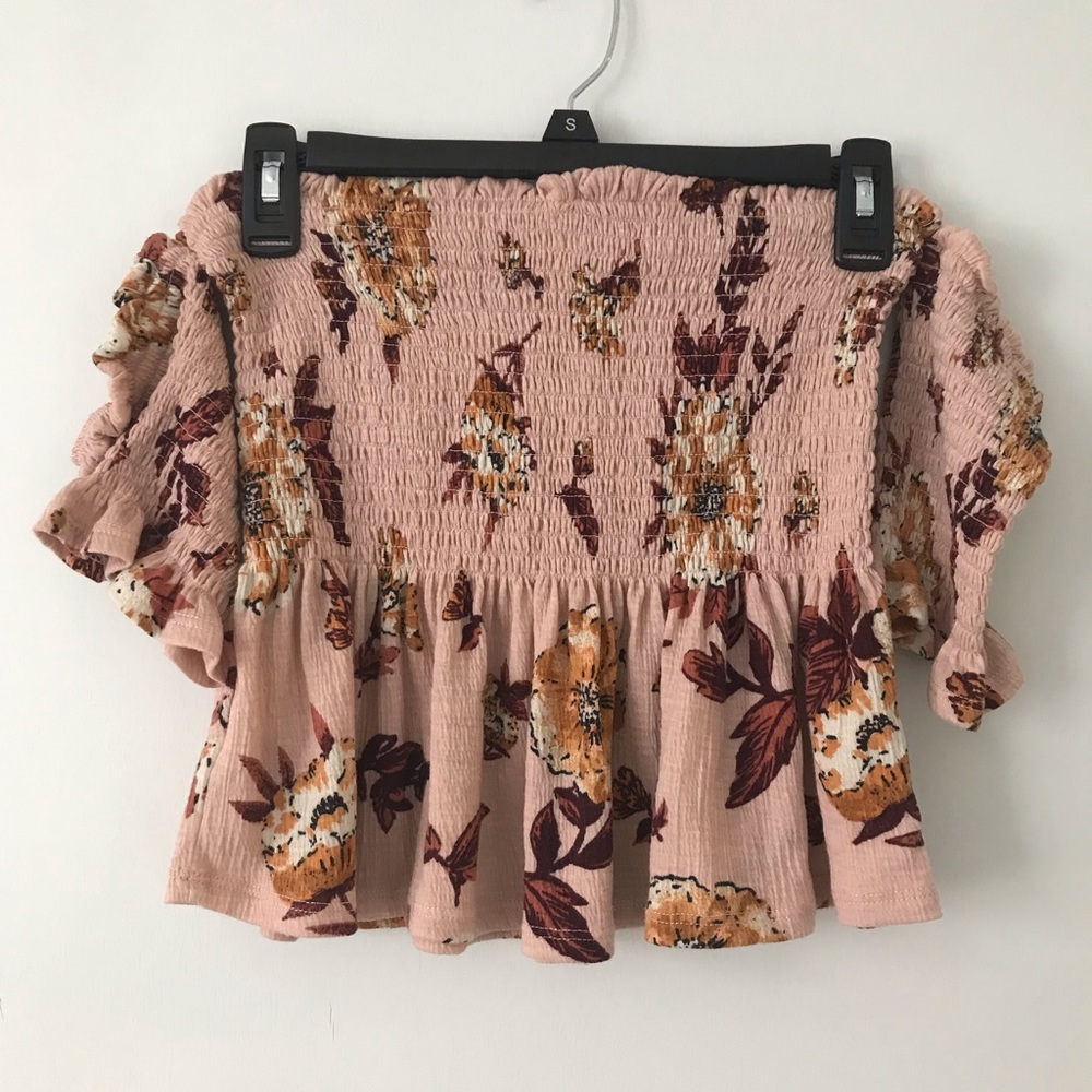 pink floral off shoulder top